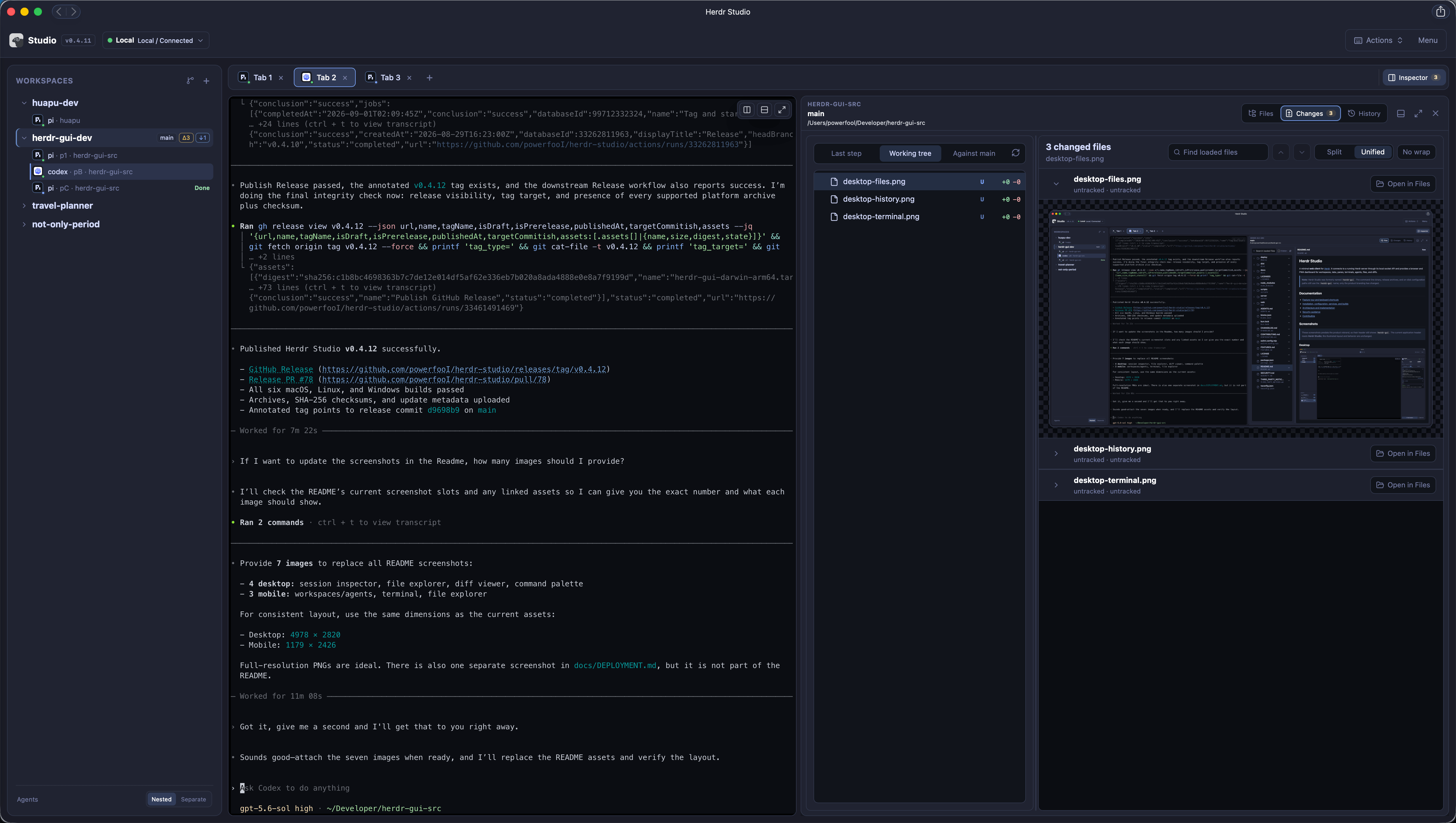 Diff Viewer showing file changes that can be reviewed in context